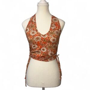 Floral Orange‎ Halter Top